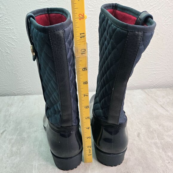 Tommy Hilfiger Rubber Rain Boot 9 Blue Quilted Preppy  Equestrian Outdoor Winter - Picture 4 of 12